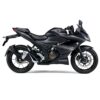 The SUZUKI GIXXER SF 250 2024 motorcycle, in sleek black, features a streamlined design with a glossy finish and sporty elements.