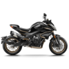 CFMOTO 800NK Advanced motorcycle. Black sport bike with bronze wheels and accents.