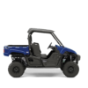 Blue 2024 Yamaha Viking VI side-by-side. Utility terrain vehicle with black wheels and roof.