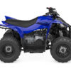 The YAMAHA YZF50 2025 features a blue design with black trim and rugged tires, showcased from the side against a white backdrop.